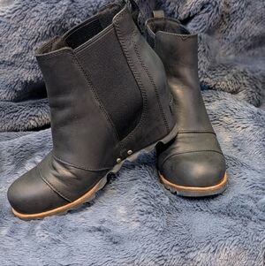 Sorel Women's Black Lea Wedge Ankle Boots